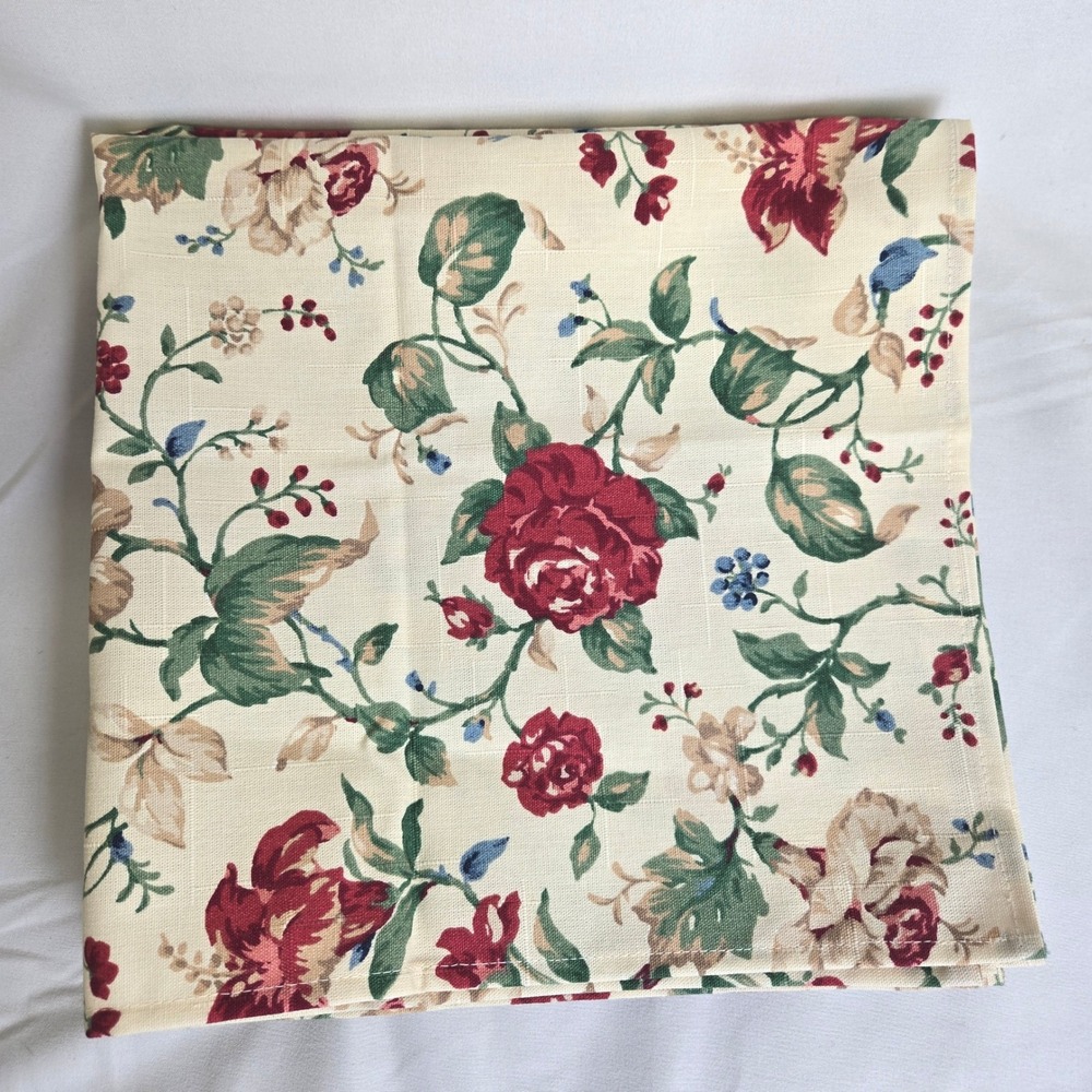 Set of 3 Longaberger Heirloom Floral Pattern Napkins 19" x 19" Retired Y2K